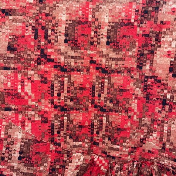 Cotton Beauty Vintage Womens Dress Size Large Red Maxi Abstract Print - Picture 8 of 10